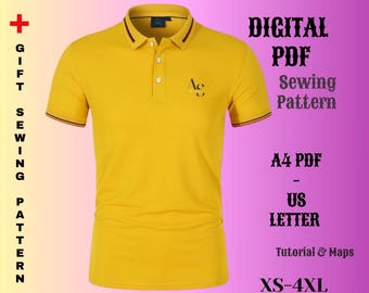 Men's Polo Shirt Sewing Pattern: Short Sleeve Top (PDF Pattern)