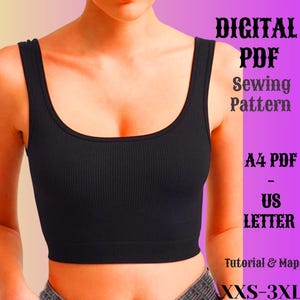 Crop Top Sewing Pattern: Women's Square Neck, XXS-3XL (Digital PDF)