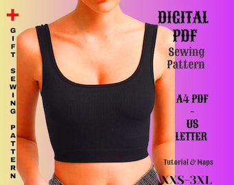 Crop Top Sewing Pattern: Women's Square Neck, XXS-3XL (Digital PDF)
