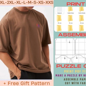 Clean Patterns, Oversize T-shirt Pattern, Men's Tshirt Sewing Patterns, XXS-4XL Digital PDF, Us Letter and A4 File, instant Download For Man