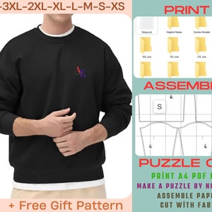 Men's Oversized Sweatshirt, Unisex Patterns for Men and Women, Oversize Hoodie Digital Patterns, ALL Size PDF, Drop Shoulder Sweatshirt