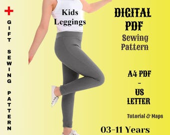 Kids Leggings Sewing Pattern: Easy Pants (A4/Letter PDF)