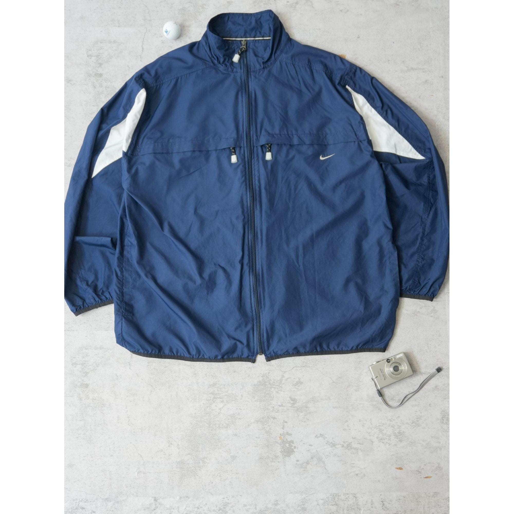 Veste coupe-vent bleu marine vintage des années 90