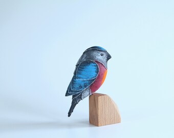 Goudvinksculptuur - decoratieve vogelbeeldjes - handgeschilderde vogel - pop-art vogel - klein vogelsculptuur