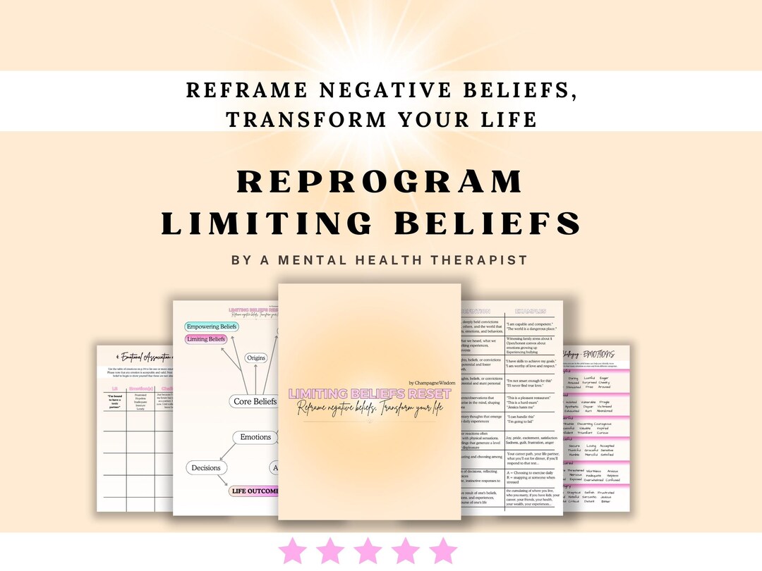 Reprogram Belief Reprogram Limiting Beliefs Workbook | CBT Therapy (digital Download) - Etsy