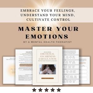 EMOTIONAL AWARENESS & REGULATION | Master Your Emotions | Therapy Workbook | Emotional Health and Stress Management | Mental Health | cbt