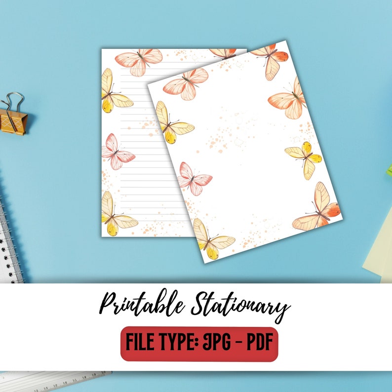 Printable Stationary Butterfly, Printable Stationery Lined Paper ...