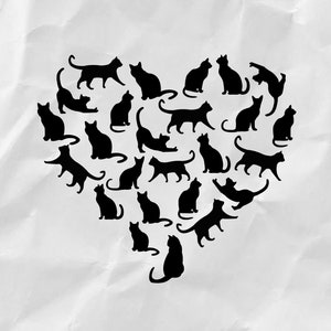 Heart with Cats SVG Cut File - Perfect for Cat Lovers, PNG, PDF, jpg