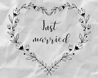 Just Married SVG Cut File - Elegant Design for Wedding Crafts, PNG, PDF