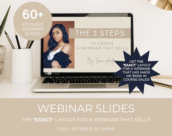 Beige Online Course Webinar, Neutral Webinar Template Slide Deck, Canva webinar template, Minimalist  Webinar Presentation, Webinar Canva