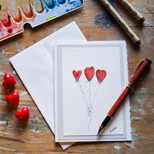 Liebes-Grußkarten-handgemachte Aquarell 5x7 Büttenrand-leere Anmerkungs-Karte mit Umschlag Handgemalte Originalkunst für Ihre Liebsten