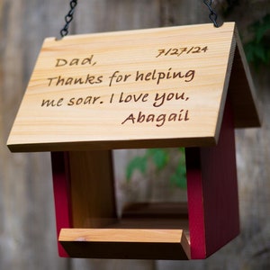 Personalized Cedar Bird Feeder Gift For Dad, Handcrafted Songbird Feeder