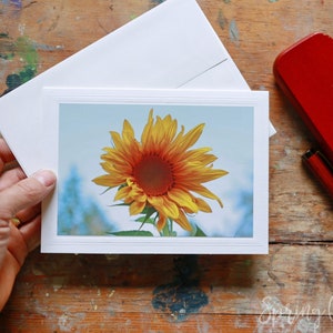 Cartes de voeux photo fait main, 5 x 7 pouces, photographie florale de tournesol à encadrer par Veronica, carte de correspondance vierge pour toutes les occasions
