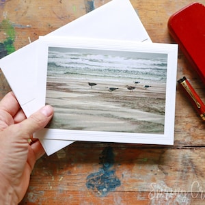 Carte de voeux photo faite main 5 x 7 oiseaux de rivage encadrant photographie côtière par Veronica carte de correspondance vierge pour toute occasion