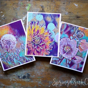 Floral Post Card Set Photo Art Post Card Handmade 4x5.5 Frameable Photography Art By Veronica Any Occasion Post Card