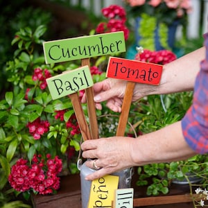 Personalized Garden Markers Hand-painted With Custom Colors And Fonts On Upcycled Barnwood
