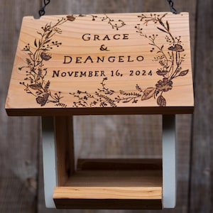 Bird Feeder Wedding Gift Personalized Songbird Feeder Custom Handcrafted For Wild Birds From Pacific Northwest Cedar Anniversary Gift