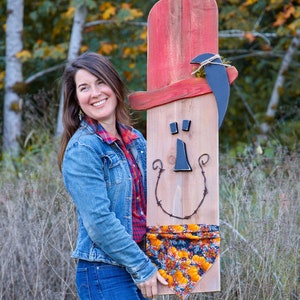 Scarecrow Autumn Porch Décor Pumpkin Jack A Primitive Scarecrow Hand-painted Beautifully On Rustic Barnwood Planks