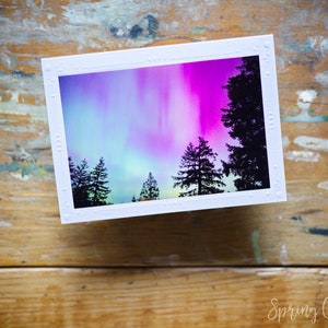 Biglietto di auguri Aurora Boreale Fatto a mano 5x7 Incorniciabile Aurora Boreale Fotografia di Veronica Set di biglietti vuoti per qualsiasi occasione