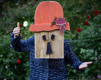 Pumpkin Jack A Primitive Scarecrow Hand-painted Beautifully On Rustic Barnwood Planks