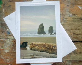 Handmade Cannon Beach Photo Greeting Card: Oregon Coast Seascape