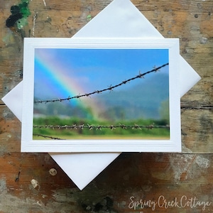 Carte de voeux photo faite main 5 x 7 pouces avec cadre, photographie panoramique arc-en-ciel par Veronica, carte de correspondance vierge pour toutes les occasions