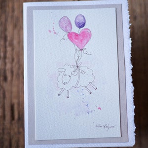 Lustige handgemachte Bauernhof Valentinstag Aquarell Karte 15x20 Büttenrand Blanko Liebesbrief Karte mit Umschlag Handgemalte Originalkunst für Sie