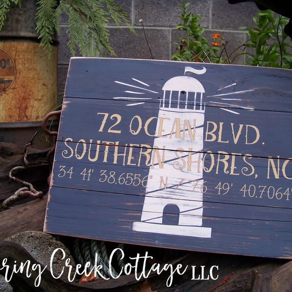 Custom GPS Coordinates Sign Personalized With Your Family Name And Location Beautifully Hand-painted On Rustic Barnwood Planks