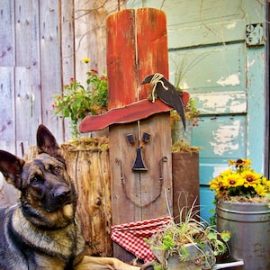 Yard Art Garden Décor Scarecrow Autumn Porch Décor Pumpkin Jack A Primitive Scarecrow Hand-painted Beautifully On Rustic Barnwood Planks