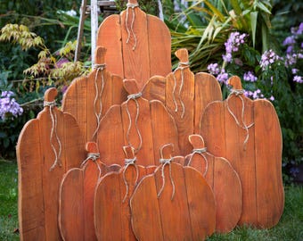 Handcrafted Cedar Pumpkin Shelf Sitter | Primitive Fall Porch Decor (15-36" Tall)