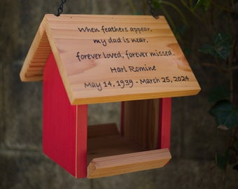 Personalized Cedar Bird Feeder: Memorial Gift with Condolence Card