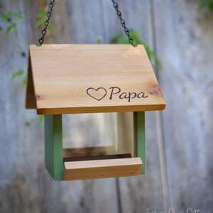 Personalized Cedar Bird Feeder, Handcrafted Rustic Songbird Feeder