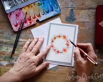 Original Watercolor Mother's Day Greeting Card Frameable 5x7 Hand-painted Flowers Blank Card Frameable Handmade Tiny Wall Art