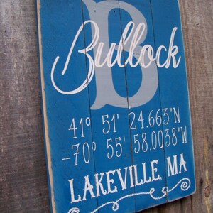 Custom GPS Coordinates Sign Personalized With Your Family Name And Location Beautifully Hand-painted On Rustic Barnwood Planks image 2