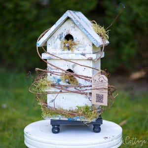 Rustic Bird House: Hand-Painted Pacific Northwest Timber Porch Decor