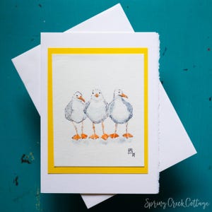 Original Shorebirds Aquarell 5x7 leere Grußkarte für alle Gelegenheiten Handgemalte Frameable Nautische Möwe Kleine Wandkunst