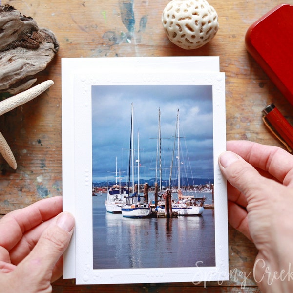 Photo Greeting Card Handmade 5x7 Frameable Port Townsend Harbor Coastal Photography By Veronica Blank Note Card For Any Occasion