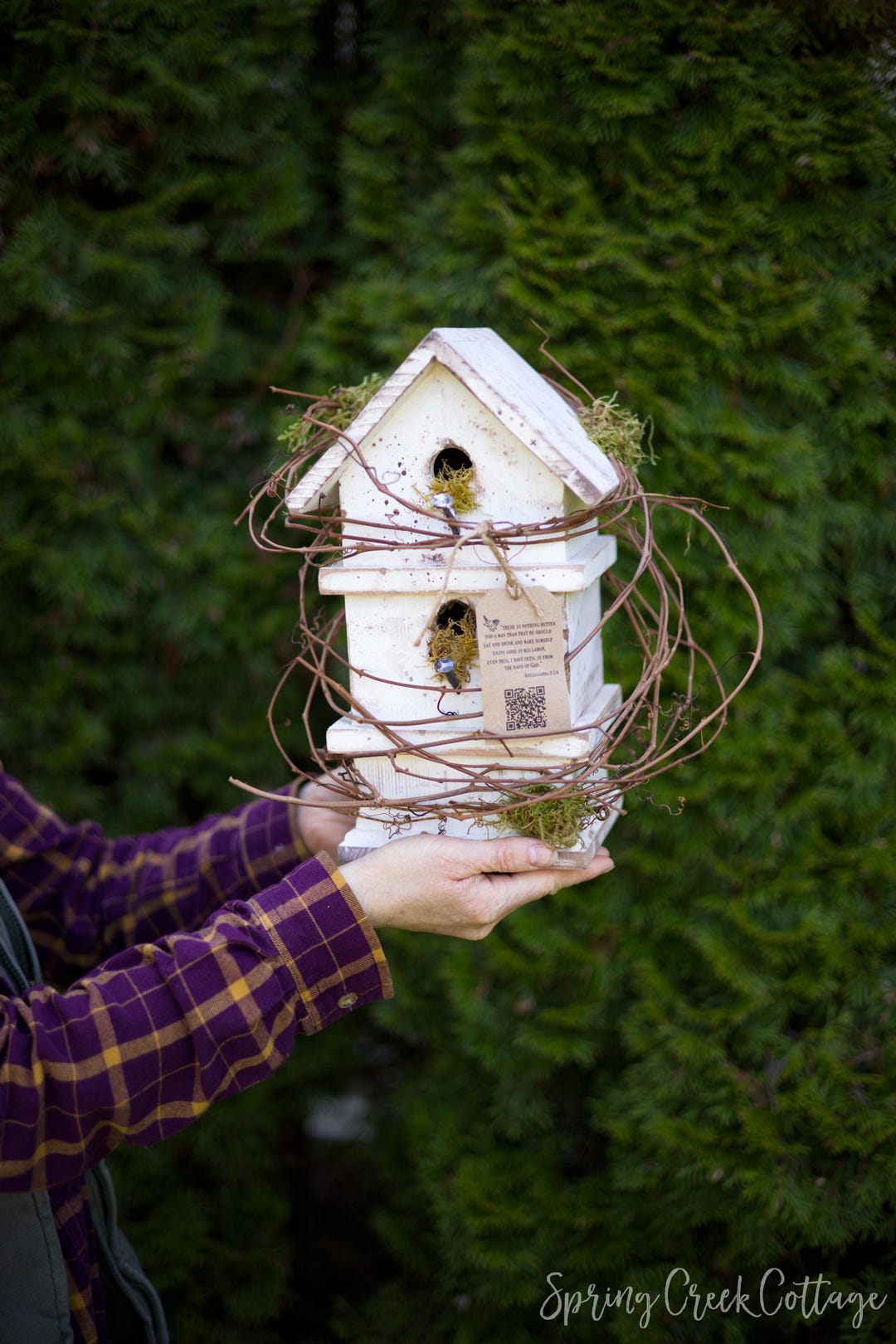 View of Hand-painted Rustic Bird House: Pacific Northwest Timber Porch Decor - Etsy