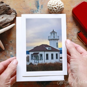 Carte de voeux photo faite main, 5 x 7 pouces, photographie du phare de Port Townsend, par Veronica, carte de correspondance vierge pour toutes les occasions