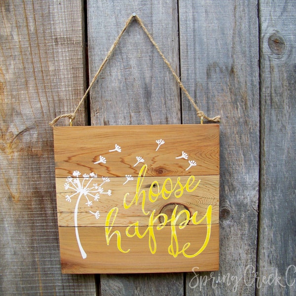 Hand-painted This Choose Happy Sign Is Beautifully Handcrafted On Rustic Barnwood Planks