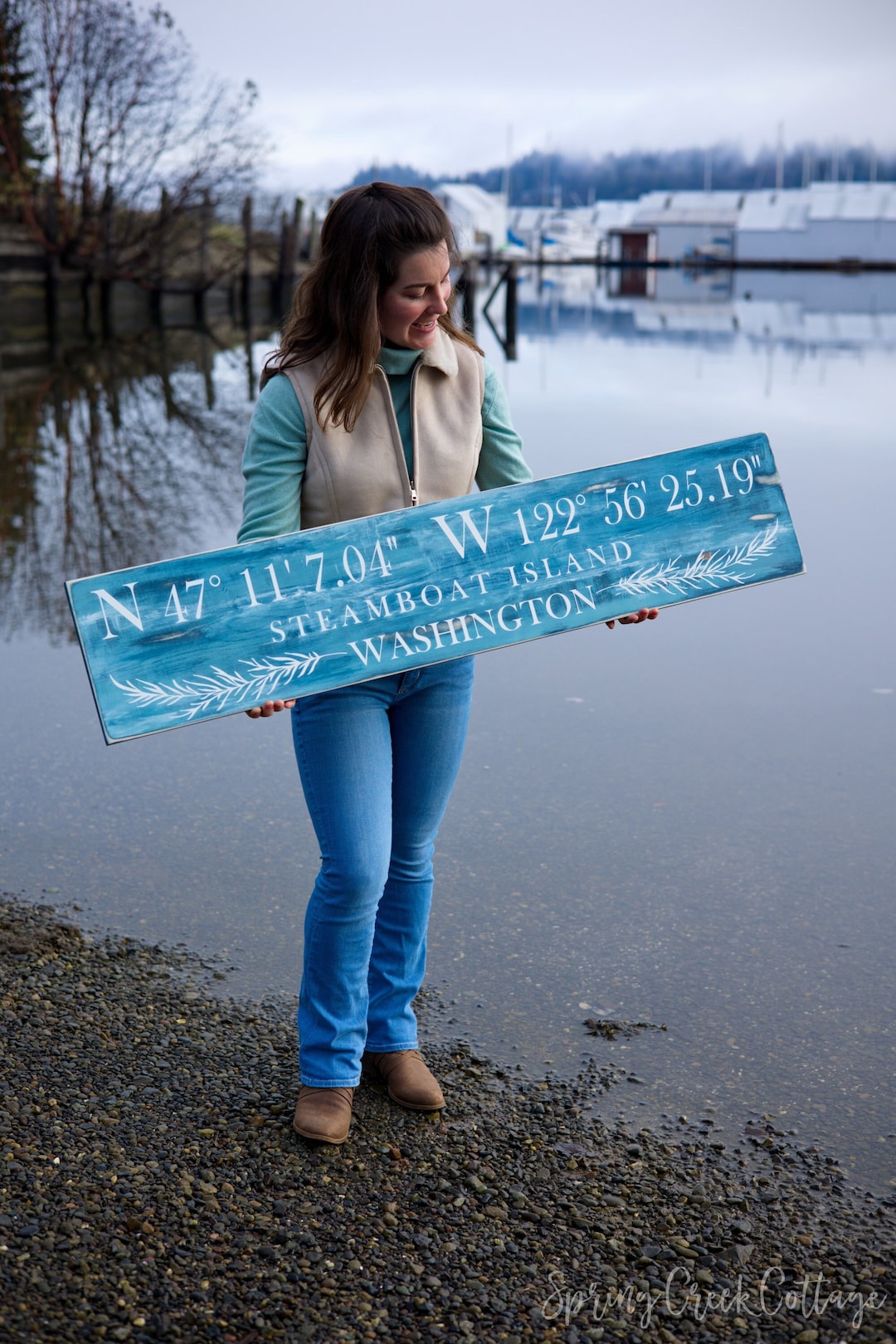 Hand-painted GPS Coordinates Sign: Rustic Barnwood Beach House Decor - Etsy