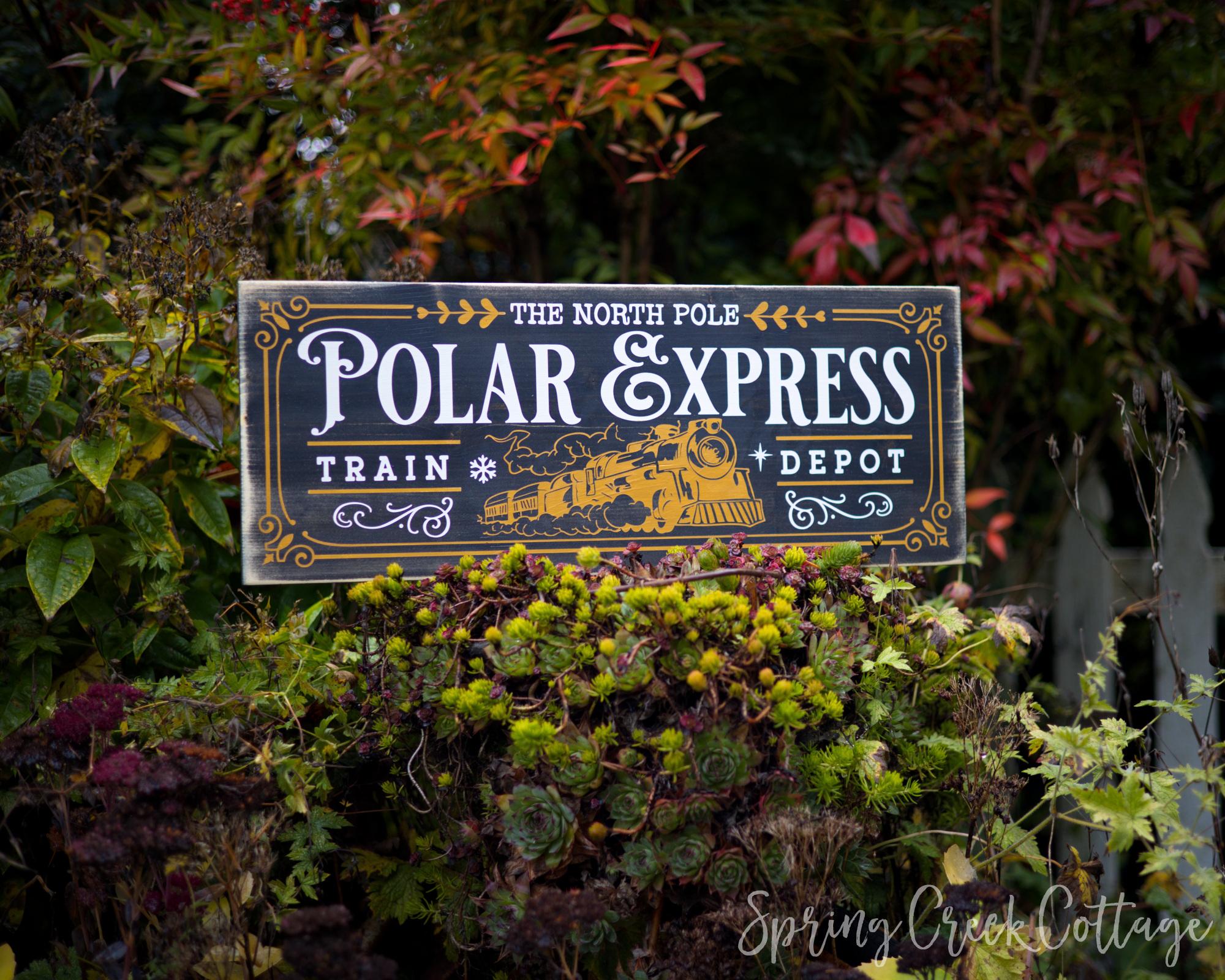 North Pole Polar Express Train Depot Wood Sign Beautifully Hand