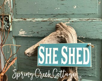 Hand-painted Custom Wood Sign She Shed Beautifully Handcrafted On A Rustic Plank