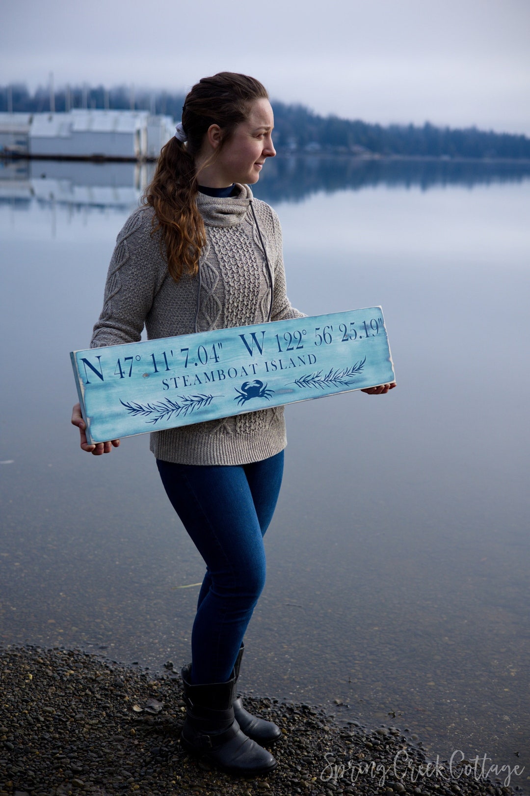 Hand-painted GPS Coordinates Sign: Rustic Barnwood Beach House Decor - Etsy