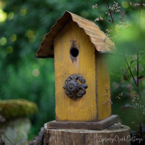 Hand-Painted Rustic Bird House: Pacific Northwest Timber Porch Decor