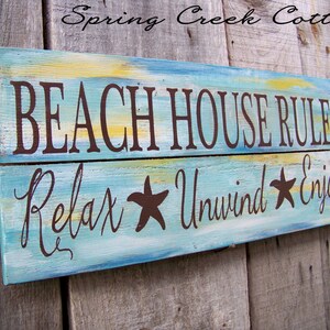 Coastal Decor, Coastal Signs, Uniquely Handpainted Signs, Beach House Rules, Beach Decor, Coastal Decor, Hand-painted, Wood Sign, Nautical image 2