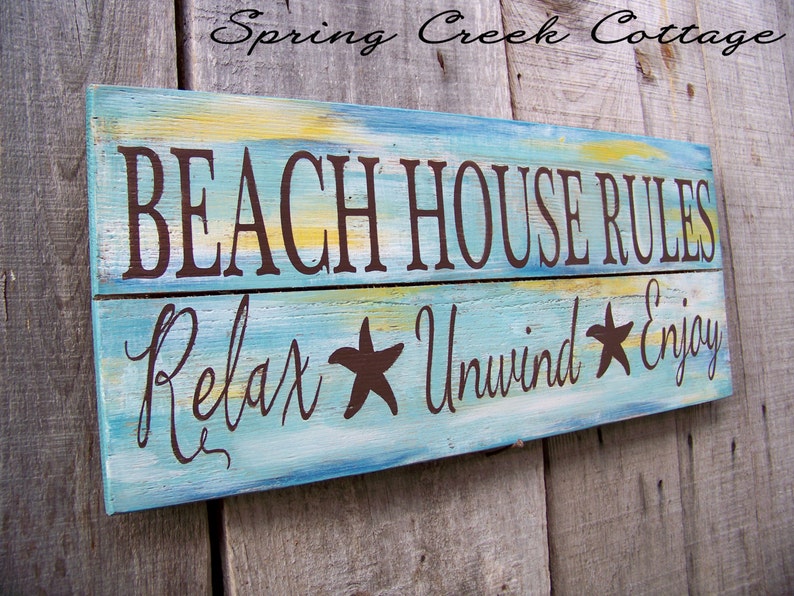 Coastal Decor, Coastal Signs, Uniquely Handpainted Signs, Beach House Rules, Beach Decor, Coastal Decor, Hand-painted, Wood Sign, Nautical image 2