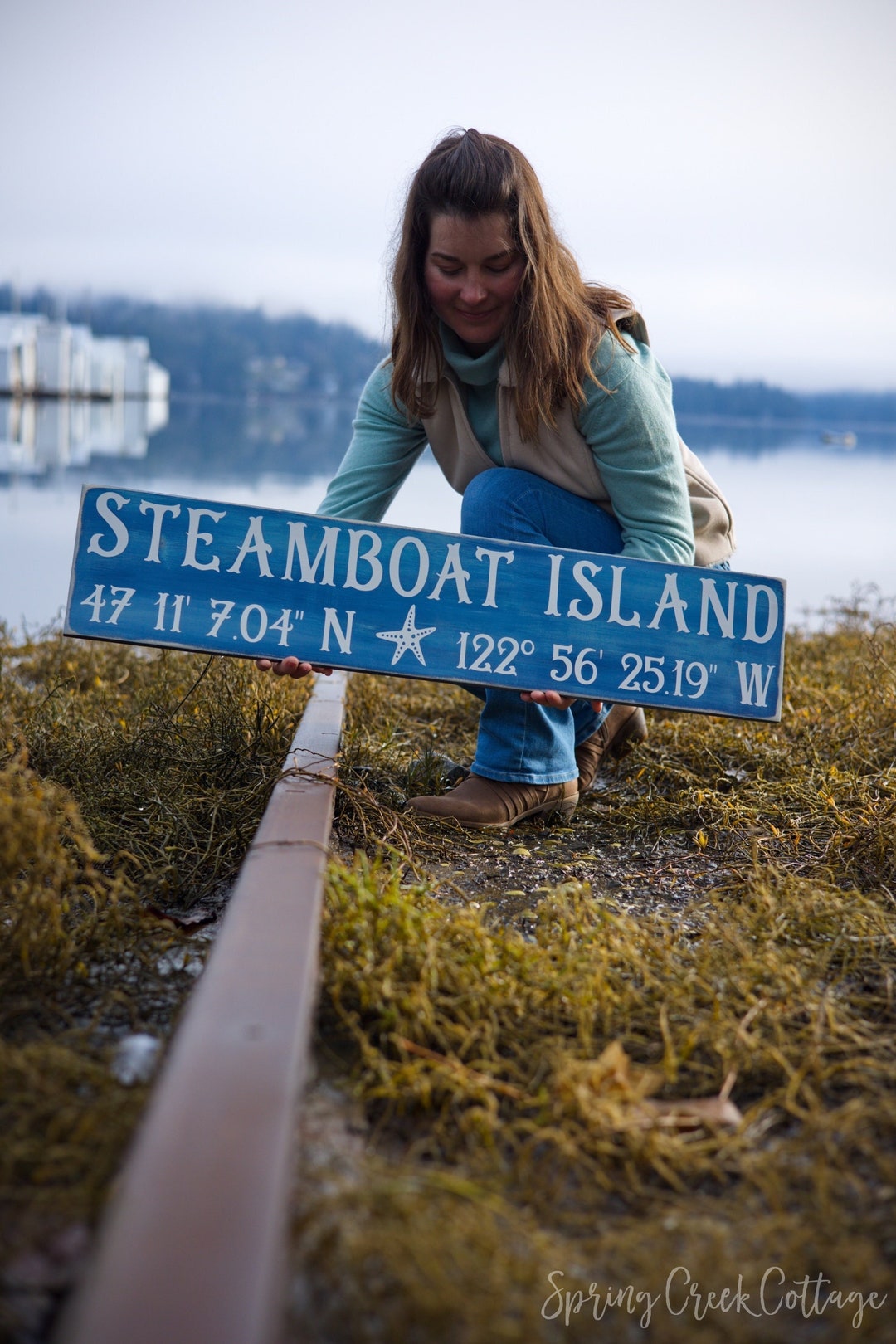 Custom GPS Coordinates Sign: Hand-painted Rustic Barnwood Beach Cottage ...