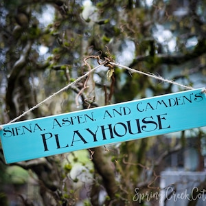 Personalized Kids Playhouse Custom Wood Sign Handcrafted And Hand-painted On A Rustic Wood Plank