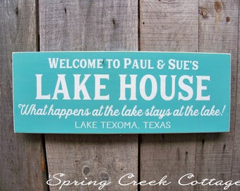 Hand-painted Personalized Established Custom Lake House Sign Beautifully Handcrafted On A Rustic Wood Plank